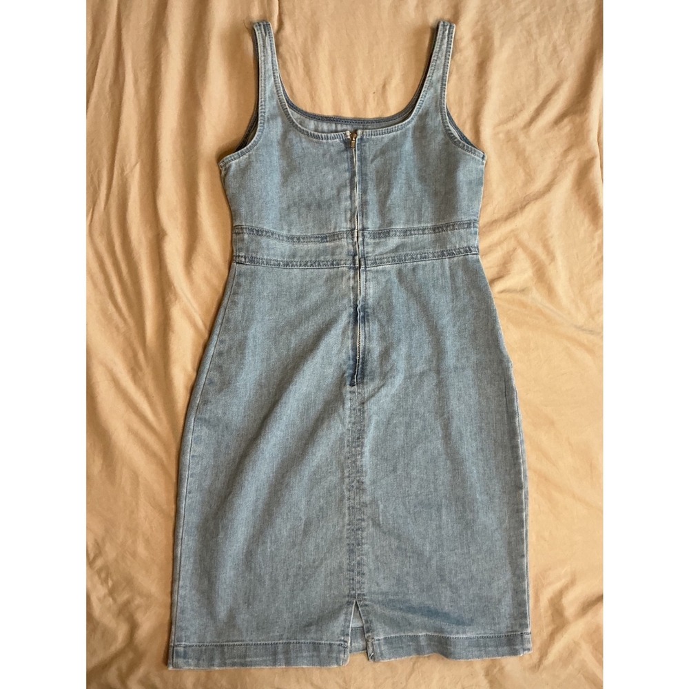 No Boundaries Womens Light Wash Denim Mini Dress Sleeveless Back Zip XS 1 - Picture 2 of 4